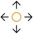 Black and orange icon of arrows