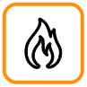 Black and orange icon of fire