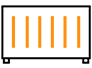 Black and orange icon of a small container