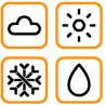 Orange and black icon of a temperature settings